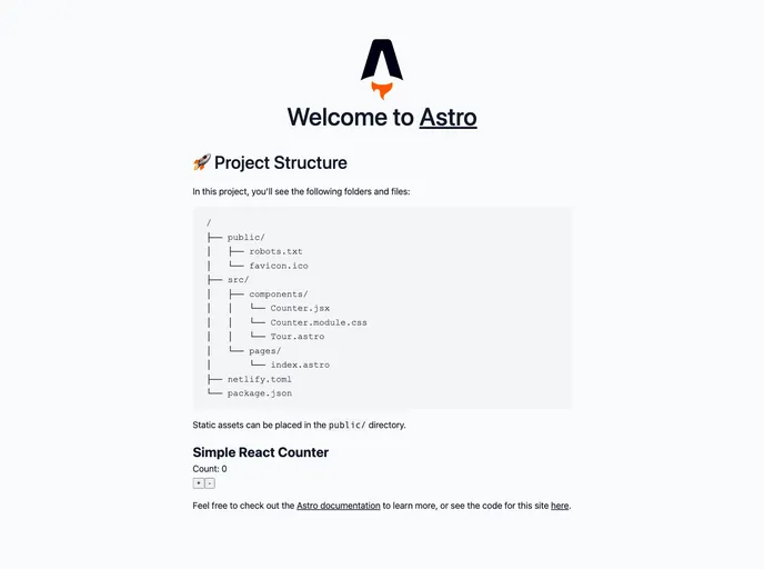 Astro Netlify Starter screenshot